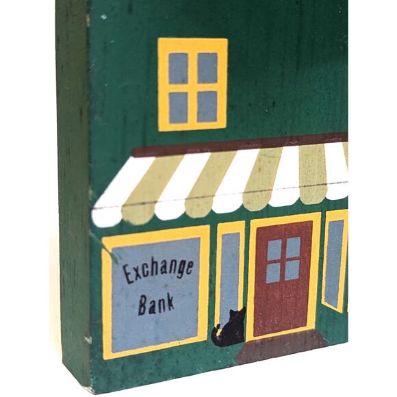 Cat’s Meow Village Vintage Signed 1984 Attorney & Bank Green House Shelf Sitter - Picture 8 of 9